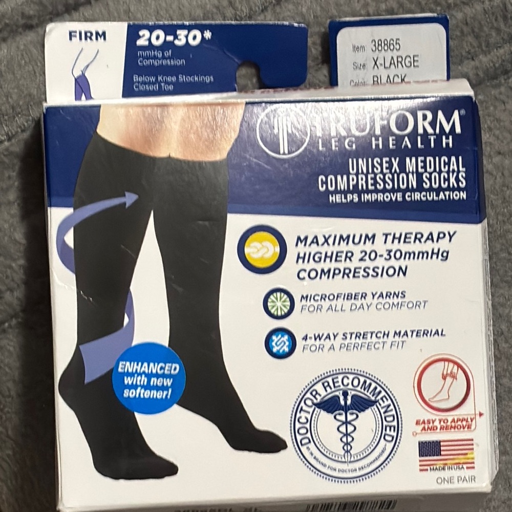 TRUFORM Black Compression Socks for Men New